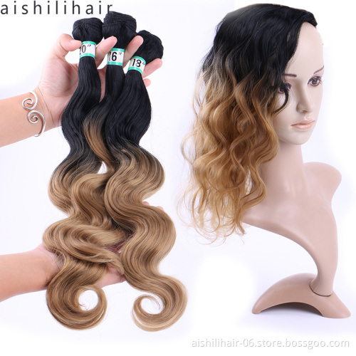 Hight Temperature Synthetic Fiber Braqiding Hair Wigs  Body Wave Pure Color 3pcs One Pack Hair Extention Wig